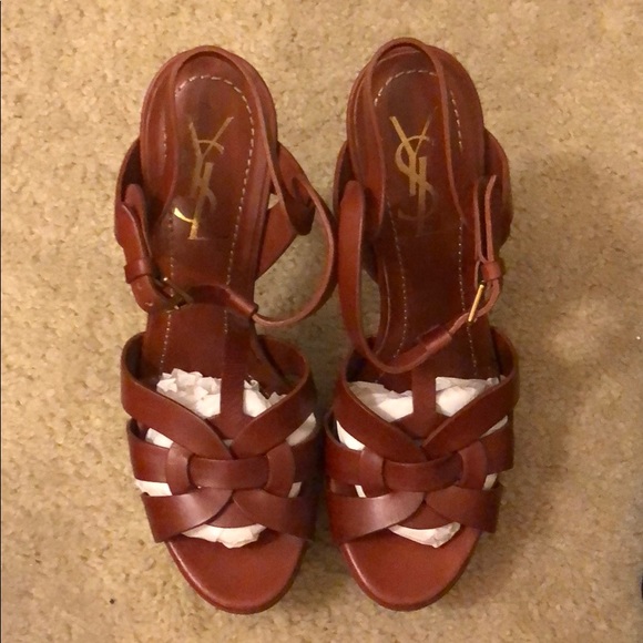 Yves Saint Laurent Shoes - YSL Tribute 75 leather platform sandals EUC